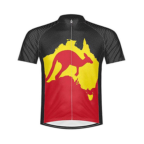 

21Grams Australia National Flag Men's Short Sleeve Cycling Jersey - Black / Red Bike Jersey Top Breathable Quick Dry Moisture Wicking Sports Terylene Mountain Bike MTB Road Bike Cycling Clothing