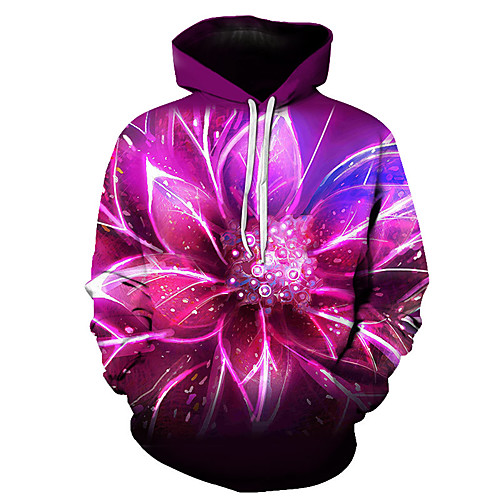 

Men's Hoodie Floral 3D Hooded Basic Casual Hoodies Sweatshirts Fuchsia