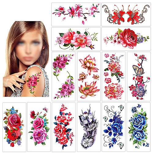 

12 pcs Temporary Tattoos Water Resistant / Best Quality Face / brachium / Shoulder Tattoo Stickers