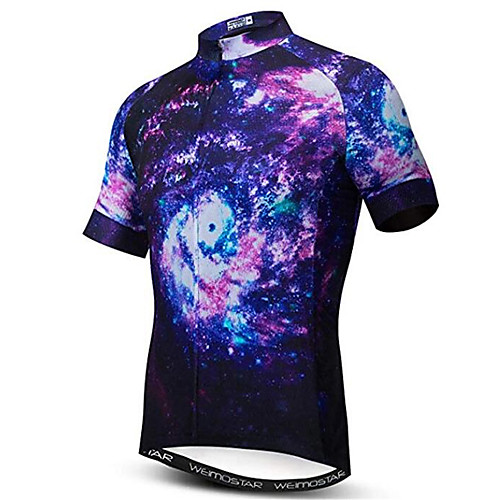 

21Grams Galaxy Men's Short Sleeve Cycling Jersey - Violet Bike Jersey Top Breathable Quick Dry Moisture Wicking Sports Elastane Polyester Mountain Bike MTB Road Bike Cycling Clothing Apparel