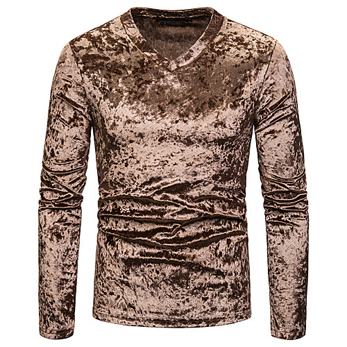 

Men's Solid Colored T-shirt Daily Wear V Neck White / Black / Light gray / Dark Gray / Brown / Navy Blue / Long Sleeve