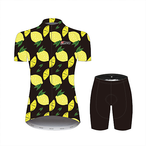 

21Grams Fruit Women's Short Sleeve Cycling Jersey with Shorts - Yellow Bike Clothing Suit Breathable Moisture Wicking Quick Dry Sports 100% Polyester Mountain Bike MTB Road Bike Cycling Clothing