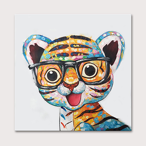 

Oil Painting Hand Painted Square Animals Pop Art Modern Stretched Canvas