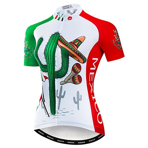 

21Grams Women's Short Sleeve Cycling Jersey Polyester Elastane Green Cactus Bike Jersey Top Mountain Bike MTB Road Bike Cycling Breathable Quick Dry Moisture Wicking Sports Clothing Apparel