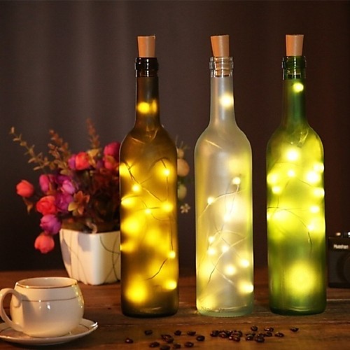 

2m Wine Bottle Cork String Lights 20 LEDs SMD 0603 Warm White White Multi Color Waterproof PartyWeddingChristmasHalloween Batteries Powered 1pc