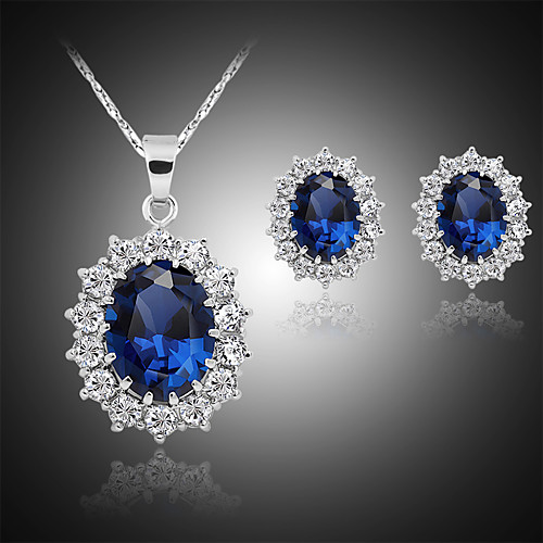 

Women's Jewelry Set Bridal Jewelry Sets 3D Precious Fashion Silver Plated Earrings Jewelry Blue For Christmas Wedding Party Evening Gift Formal 1 set