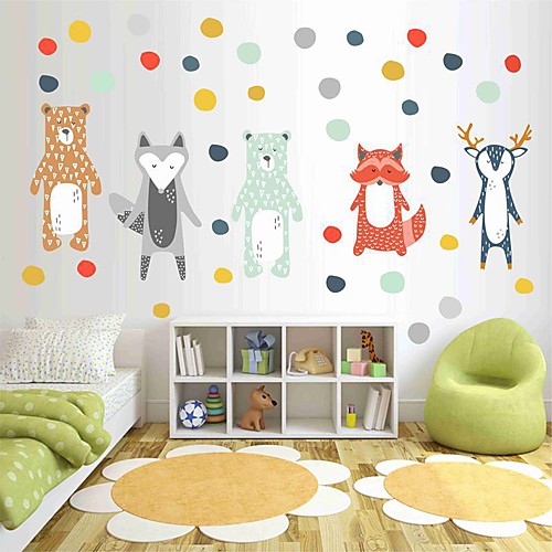 

Nordic Diy Cartoon Animal Bear Fox And Deer Walls Added To Children'S Housing Decorative Wall Stickers - Animal Wall Stickers / Plane Wall Stickers Still Life / Animals Kids Room / Nursery 6020cm