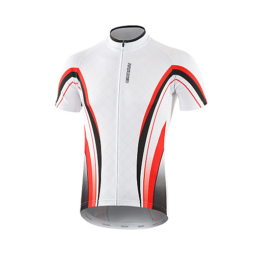 

Arsuxeo Men's Short Sleeve Cycling Jersey Red / White Black / Red Black / Green Stripes Bike Jersey Top Mountain Bike MTB Road Bike Cycling Breathable Quick Dry Moisture Wicking Sports Clothing