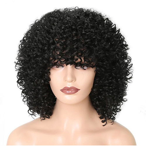

Synthetic Wig Afro Curly Layered Haircut Wig Medium Length Natural Black Synthetic Hair 26~30 inch Women's New Arrival Black