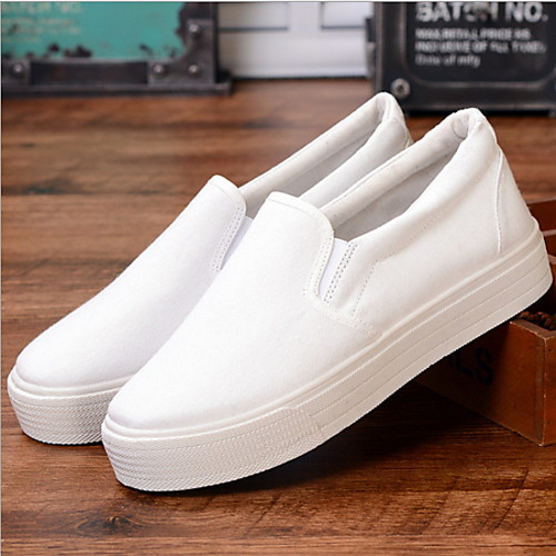 

Women's Sneakers Flat Heel Round Toe Canvas Summer Black / White