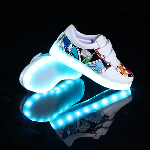 

Girls' LED / Comfort / USB Charging PU Sneakers Toddler(9m-4ys) / Little Kids(4-7ys) Luminous White Spring / Fall / Rubber