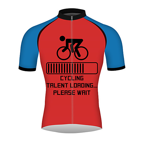 

21Grams CYCLING SKILLS LOADING Men's Short Sleeve Cycling Jersey - RedBlue Bike Jersey Top Breathable Quick Dry Reflective Strips Sports 100% Polyester Mountain Bike MTB Road Bike Cycling Clothing