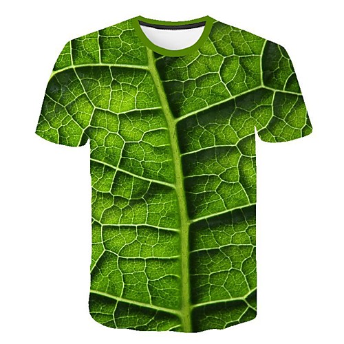 

Men's Plus Size Geometric Print T-shirt Basic Street chic Daily Going out Round Neck Green / Short Sleeve