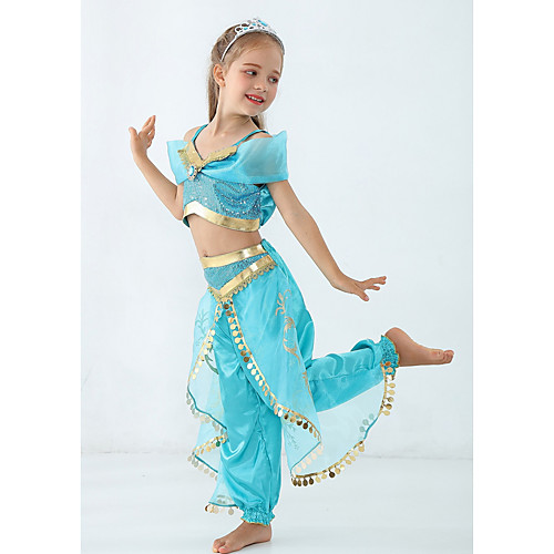 

Princess Jasmine Costume Girls' Fairytale Theme Performance Cosplay Costumes Theme Party Sequins Polyester