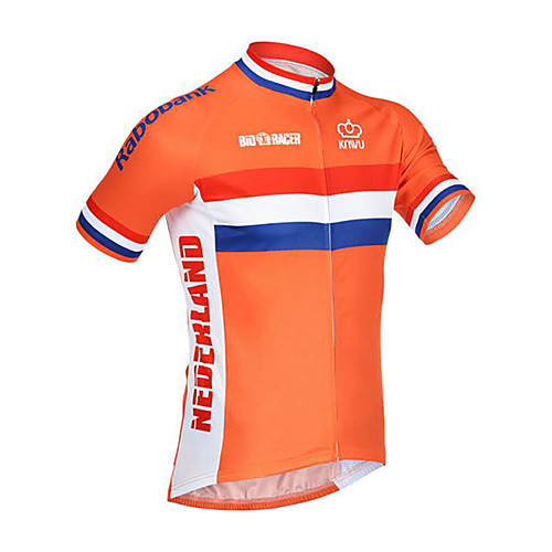 

21Grams Netherlands National Flag Men's Short Sleeve Cycling Jersey - Orange Bike Jersey Top Breathable Moisture Wicking Quick Dry Sports Terylene Mountain Bike MTB Road Bike Cycling Clothing Apparel