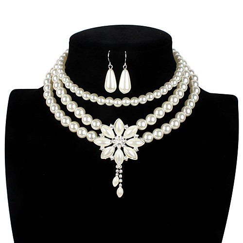 

Women's Pearl Bridal Jewelry Sets Layered Love Statement Colorful Imitation Pearl Earrings Jewelry White For Wedding Party 1 set