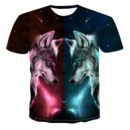 

Men's 3D Graphic Print Slim T-shirt Daily Round Neck Black / Short Sleeve