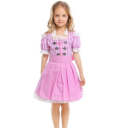 

Oktoberfest Beer Dirndl Trachtenkleider Women's Girls' Dress Bavarian Vacation Dress Costume Lilac Pink