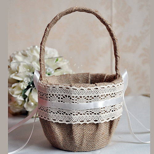 

Flower Basket Linen 8 3/5 (22 cm) Ruffle 1 pcs