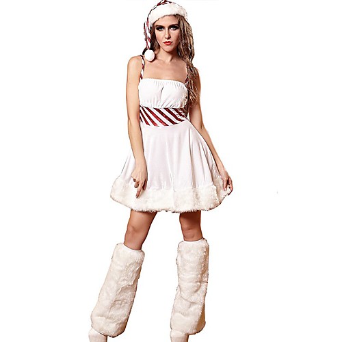 

Women's Lace Sexy Babydoll & Slips Uniforms & Cheongsams Suits Nightwear Striped Solid Colored White M L / Strap