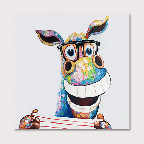 

Oil Painting Hand Painted - Animals Pop Art Modern Stretched Canvas