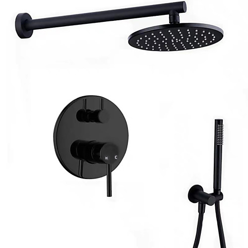 

Shower Faucet -Black Contemporary N / A Wall Mounted Ceramic Valve Bath Shower Mixer Taps