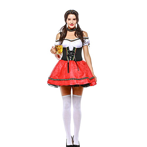 

Oktoberfest Beer Outfits Dirndl Trachtenkleider Women's Dress Bavarian Vacation Dress Costume Red