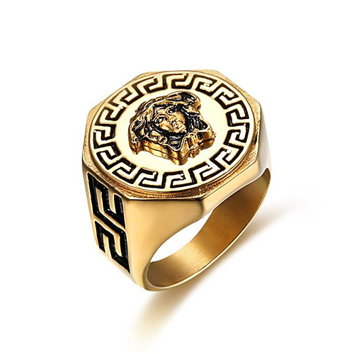 

Men's Ring 1pc Gold Titanium Steel Geometric Stylish Gift Daily Jewelry Classic Courage Cool