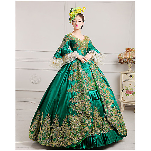 

Marie Antoinette Maria Antonietta Rococo 18th Century Vacation Dress Christmas flare Dress Ball Gown Prom Dress Women's Satin Costume Black / Burgundy / Green Vintage Cosplay Party Prom Floor Length