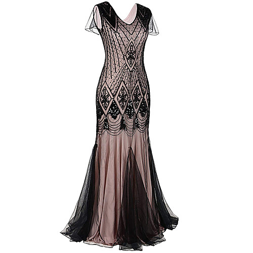 

The Great Gatsby Charleston 1920s Vacation Dress Flapper Dress Party Costume Prom Dress Women's Sequins Costume Golden / Red / Yellow / Black / Red Vintage Cosplay Party Prom Sleeveless Maxi Mermaid