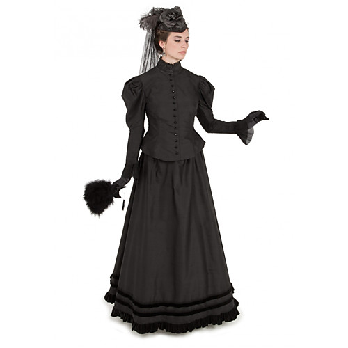 

Duchess Corrina victorian Victorian Ball Gown 1910s Edwardian Vacation Dress Party Costume Bustle Dress Prom Dress Women's Costume Black Vintage Cosplay Masquerade Party & Evening Long Sleeve Floor