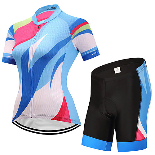 

FUALRNY Women's Short Sleeve Cycling Jersey with Shorts White Bike Moisture Wicking Quick Dry Sports Patchwork Mountain Bike MTB Road Bike Cycling Clothing Apparel / Stretchy