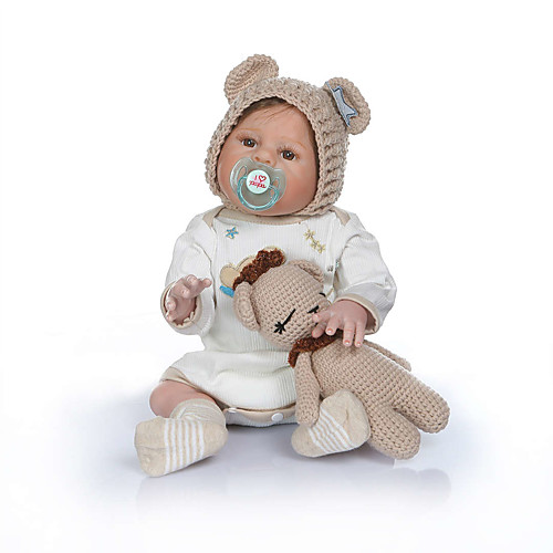 

NPKCOLLECTION 22 inch Reborn Doll Baby Baby Boy Baby Girl Cute New Design Artificial Implantation Brown Eyes with Clothes and Accessories for Girls' Birthday and Festival Gifts / Vinyl