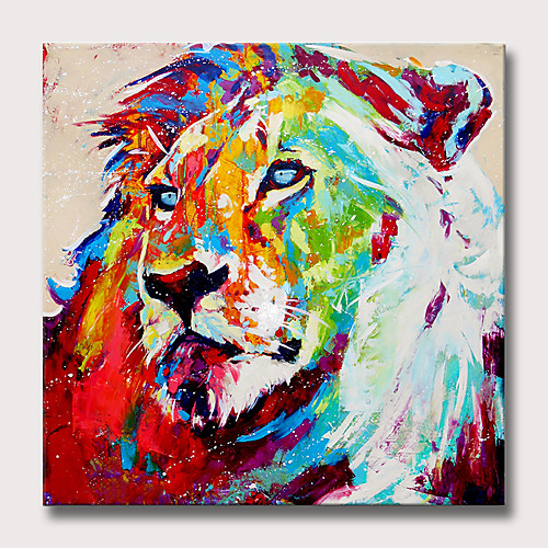 

Oil Painting Hand Painted Square Animals Pop Art Modern Rolled Canvas (No Frame)