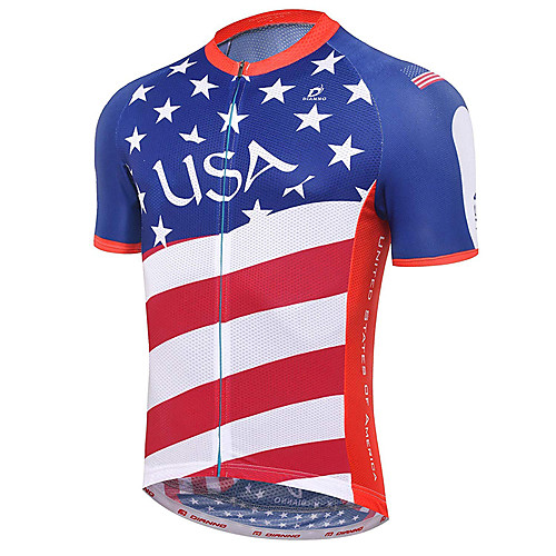 

21Grams American / USA National Flag Men's Short Sleeve Cycling Jersey - RedBlue Bike Jersey Top Breathable Quick Dry Moisture Wicking Sports Terylene Mountain Bike MTB Road Bike Cycling Clothing