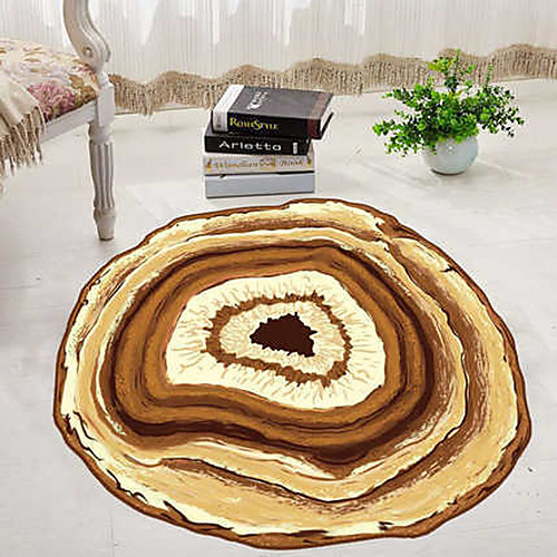 

Simple Annual Ring Pattern Round Carpet Anti-Slip Rug Mat for Living Room Bedroom Study