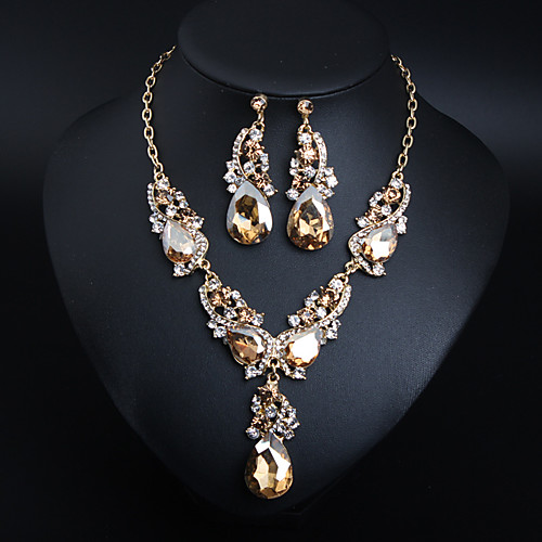 

Women's Crystal Bridal Jewelry Sets Briolette Drop Flower Love Statement Elegant Vintage Rhinestone Earrings Jewelry White / Red / Champagne For Wedding Party Engagement 1 set