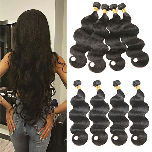 

4 Bundles Hair Weaves Brazilian Hair Body Wave Human Hair Extensions Remy Human Hair 100% Remy Hair Weave Bundles 400 g Natural Color Hair Weaves / Hair Bulk Human Hair Extensions 8-26 inch Ombre