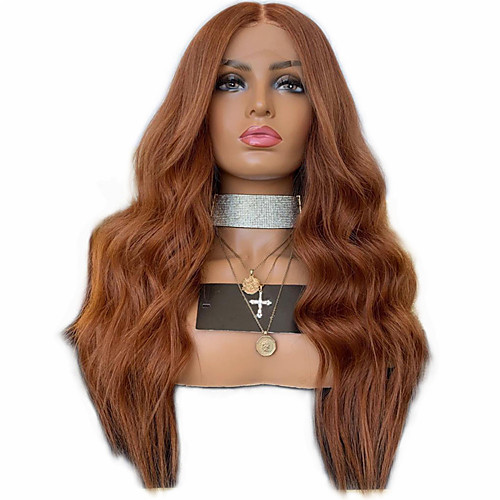 

Synthetic Lace Front Wig Wavy Middle Part Lace Front Wig Long Medium Auburn Synthetic Hair 18-26 inch Women's Adjustable Heat Resistant Party Brown