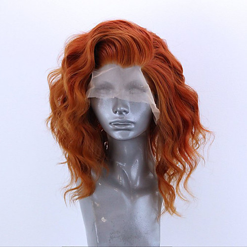

Synthetic Lace Front Wig Wavy Side Part Lace Front Wig Short Orange Synthetic Hair 12-16 inch Women's Adjustable Heat Resistant Party Dark Brown