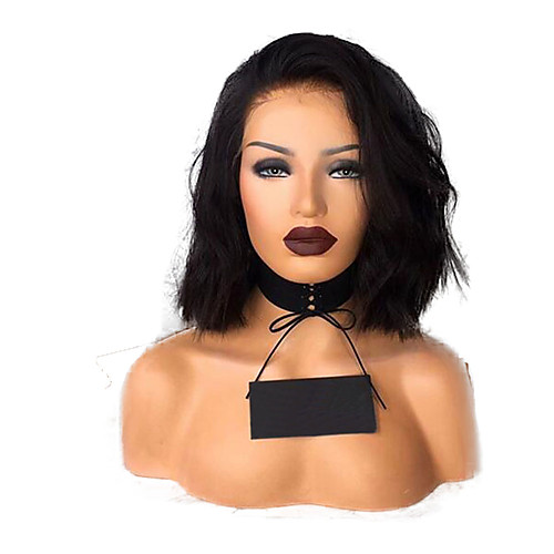 

Synthetic Lace Front Wig Wavy Side Part Lace Front Wig Short Natural Black #1B Synthetic Hair 10-12 inch Women's Adjustable Heat Resistant Women Black