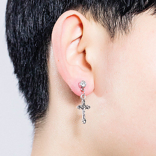 

Men's Drop Earrings Classic Cross Dangling Classic Trendy Rock Gothic Stainless Steel Earrings Jewelry Silver For Party Carnival Street Club Bar 1 Pair