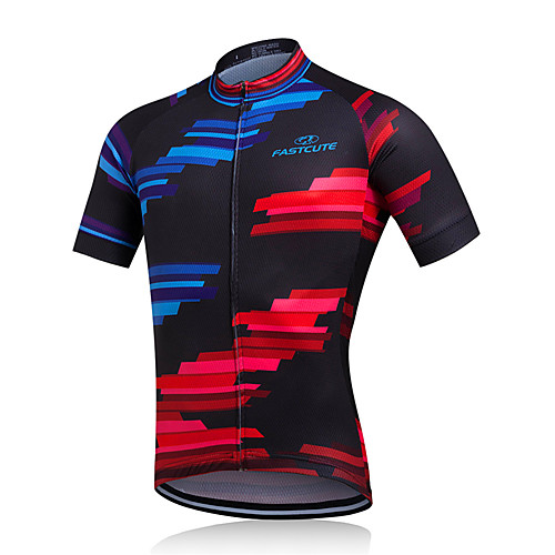 

FUALRNY Men's Short Sleeve Cycling Jersey RedBlue Bike Jersey Top Mountain Bike MTB Road Bike Cycling Breathable Quick Dry Moisture Wicking Sports Clothing Apparel / Stretchy