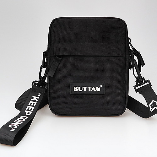 

Men's Zipper Oxford Cloth Crossbody Bag Solid Color Black