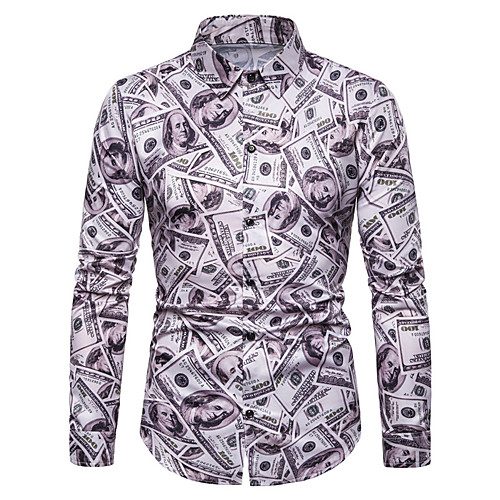 

Men's Shirt Color Block Geometric Long Sleeve Daily Tops Basic Rainbow