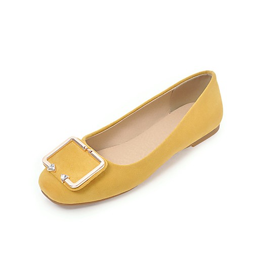

Women's Flats Flat Heel Square Toe Rhinestone Suede Sweet Summer / Fall Black / Yellow / Pink