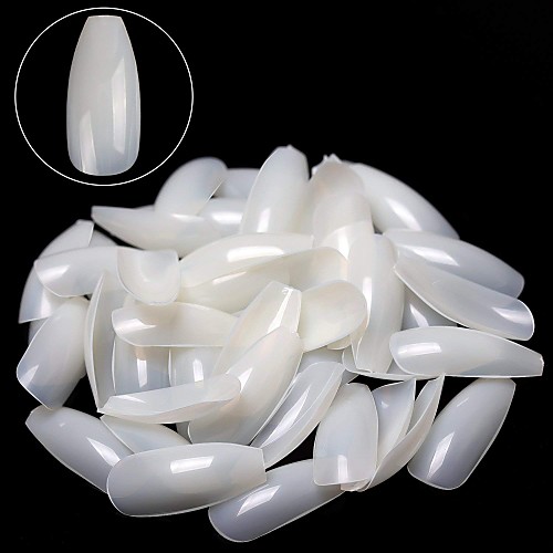 

600PCS Coffin Nails Ballerina Fake Nail Tips Long Full Cover Acrylic False Nails Natural Artificial Nails 10 Sizes For Nail Salons or DIY Nail Art At Home