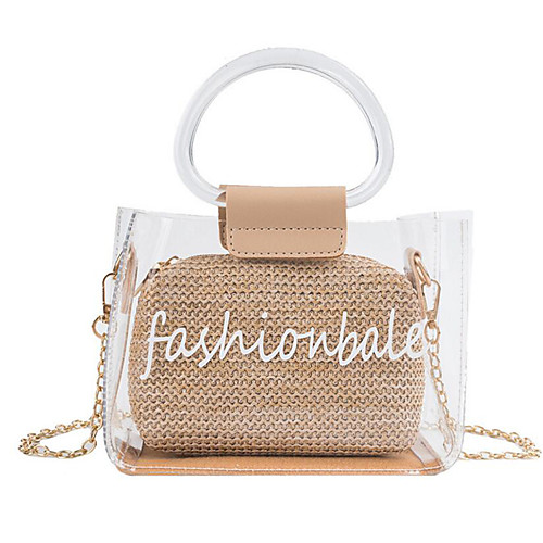 

Women's PVC(PolyVinyl Chloride) / PVC Bag Set Laser Jelly Bags Solid Color 2 Pieces Purse Set Black / Blushing Pink / Orange / Fall & Winter