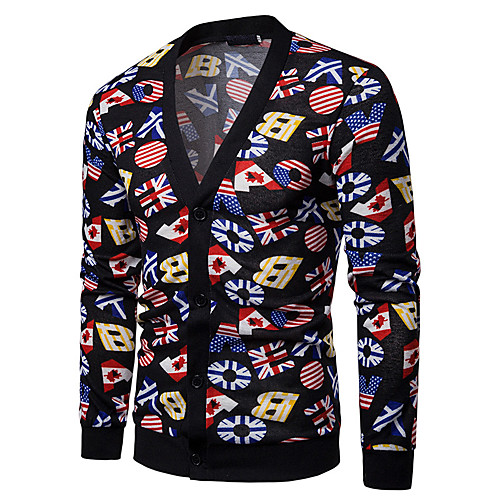 

Men's Solid Colored Cardigan Long Sleeve Sweater Cardigans V Neck Fall Winter Black Red