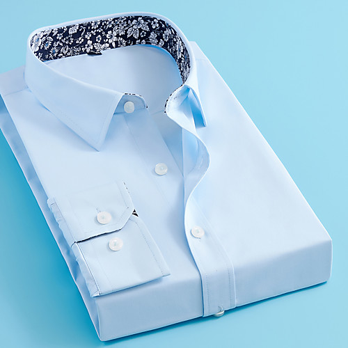 

Men's Shirt Solid Colored Plus Size Long Sleeve Wedding Tops Elegant White Wine Navy Blue